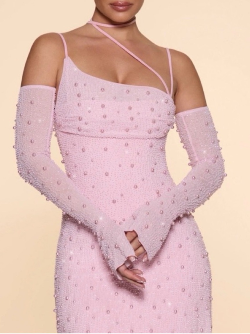 Oh Polly Pearl Embellished Mini Dress